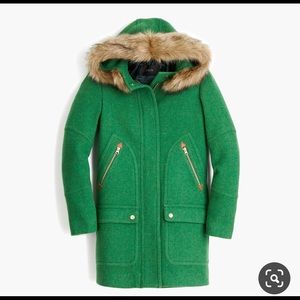 J Crew Petite Chateau Parka Stadium Wool Green 00P
